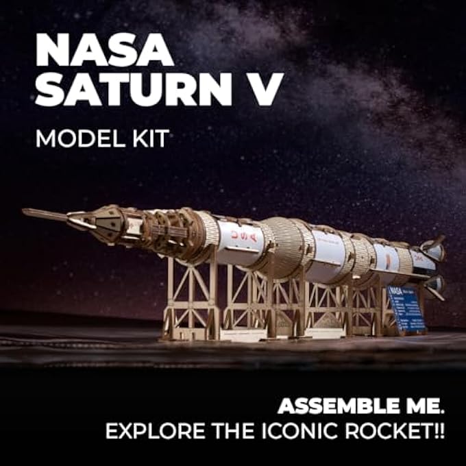 NASA SATURN V MODEL ROCKET KIT - MODEL KITS FOR ADULTS - 3D WOODEN PUZZLE FOR BUILDING A SPACE SHIP - WOODEN ROCKET SPACESHIP 3D PUZZLE - Image 3